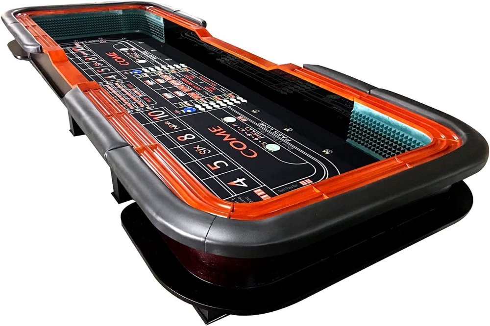 INO Premium Black Casino-Grade Deluxe Craps Dice Table With Diamond Rubber Bumper, 12FT (93816472)