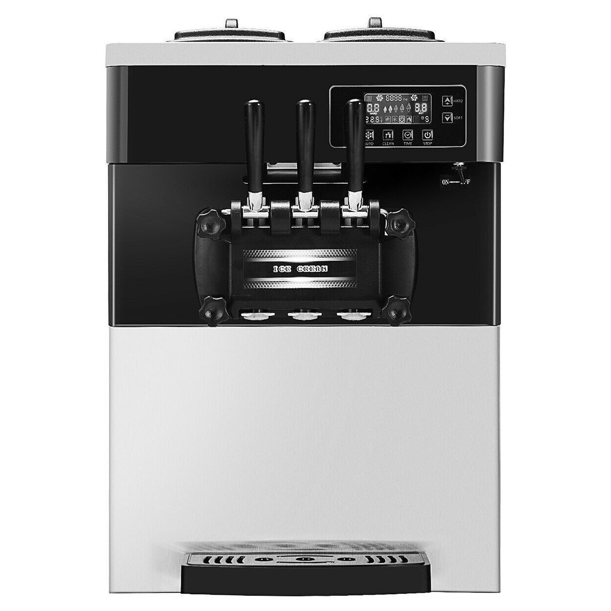 Large 20-28L/H 3 Flavor Stainless Steel Commercial Ice Cream Machine W/ LCD Display, 2200W (93747150)