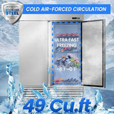 Large 49 Cu.Ft. Two Door Stainless Steel Commercial Industrial Restaurant Freezer, 54" (91857246)