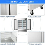 Large 49 Cu.Ft. Two Door Stainless Steel Commercial Industrial Restaurant Freezer, 54" (91857246)
