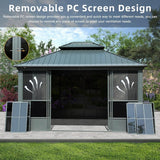 [12x14FT] Large Heavy Duty All-Season Steel Top Aluminum Double Roof Backyard Gazebo