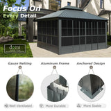 [12x14FT] Large Heavy Duty All-Season Steel Top Aluminum Double Roof Backyard Gazebo