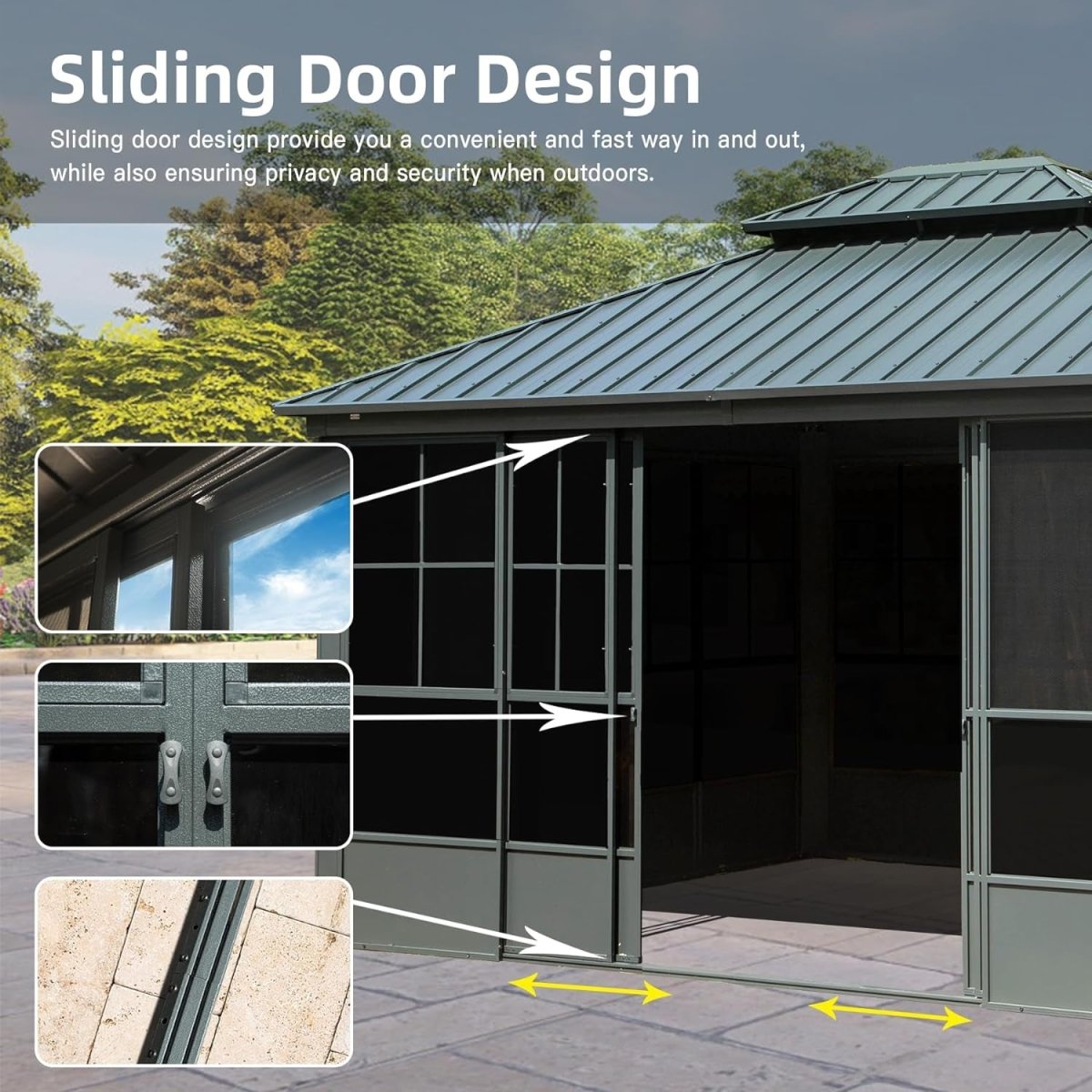 [12x14FT] Large Heavy Duty All-Season Steel Top Aluminum Double Roof Backyard Gazebo