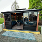 [12x14FT] Large Heavy Duty Outdoor Aluminum Patio Hard Double Steel Top Backyard Sun Room Gazebo (94625371)