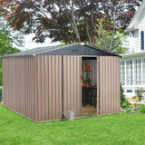 Large Heavy Duty Outdoor Metal Garden Tools Storage Utility Shed W/ Lockable Door, 8x10' (94172751)