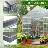 [10x12FT] Large Heavy Duty Outdoor Walk-In Polycarbonate Aluminum Frame Greenhouse With Adjustable Vents & Sliding Doors