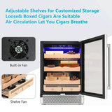 Large Intelligent Built-In Glass Door Electric Cigar Cooler Humidor Cabinet, 34"
