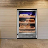 Large Intelligent Built-In Glass Door Electric Cigar Cooler Humidor Cabinet, 34"