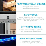 Large Intelligent Built-In Glass Door Electric Cigar Cooler Humidor Cabinet, 34"