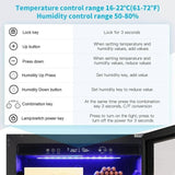 Large Intelligent Built-In Glass Door Electric Cigar Cooler Humidor Cabinet, 34"