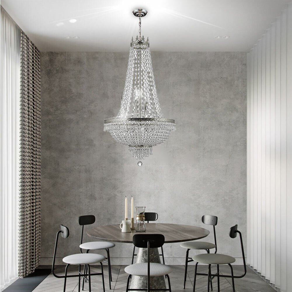 Large LED French Empire Crystal Chandelier Foyer Ceiling Light Lamp, 9 Lights