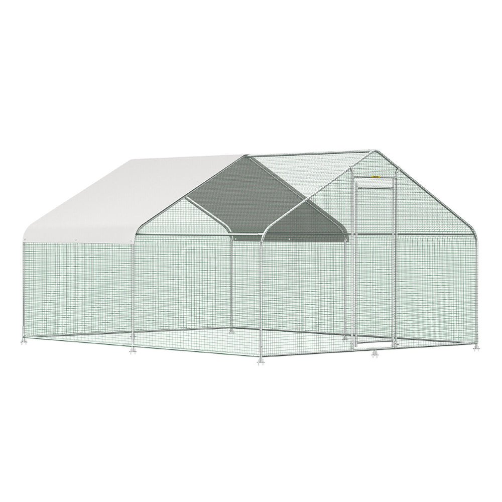 Large Metal Walk-In Backyard Chicken Coop Run Hen House Cage, (12.8 x 9.8 x 6.5)'