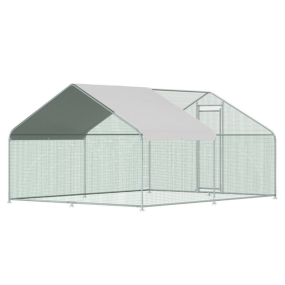 Large Metal Walk-In Backyard Chicken Coop Run Hen House Cage, (12.8 x 9.8 x 6.5)'
