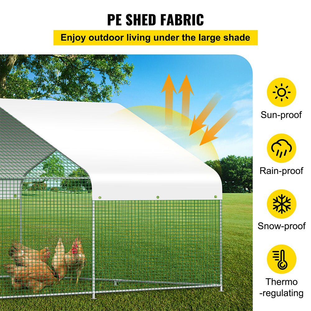 Large Metal Walk-In Backyard Chicken Coop Run Hen House Cage, (12.8 x 9.8 x 6.5)'
