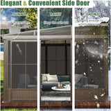 [12x14FT] Large Outdoor All-Season Wall Mounted Sunroom Solarium With Galvanized Steel Roof & Moveable PVC Screen