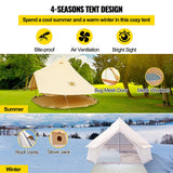 Large Outdoor Glamping Yurt Teepee Canvas Camping Bell Tent W/ Stove Jack, 20FT
