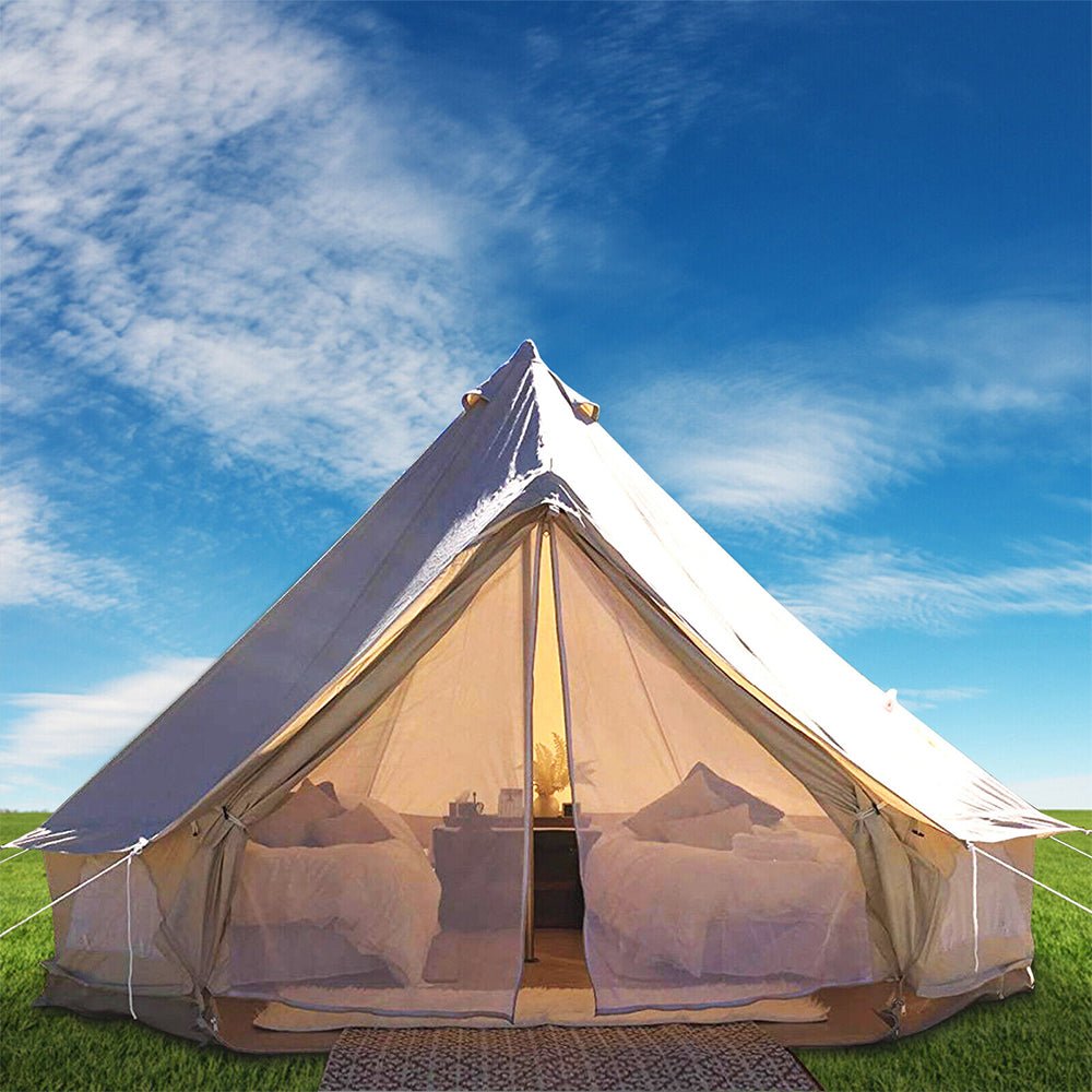 Large Outdoor Glamping Yurt Teepee Canvas Camping Bell Tent W/ Stove Jack, 20FT