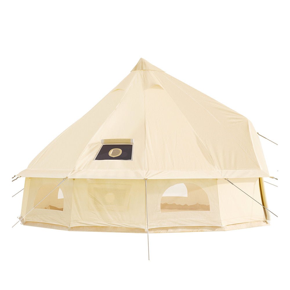 Large Outdoor Glamping Yurt Teepee Canvas Camping Bell Tent W/ Stove Jack, 20FT