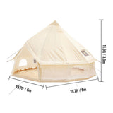 Large Outdoor Glamping Yurt Teepee Canvas Camping Bell Tent W/ Stove Jack, 20FT
