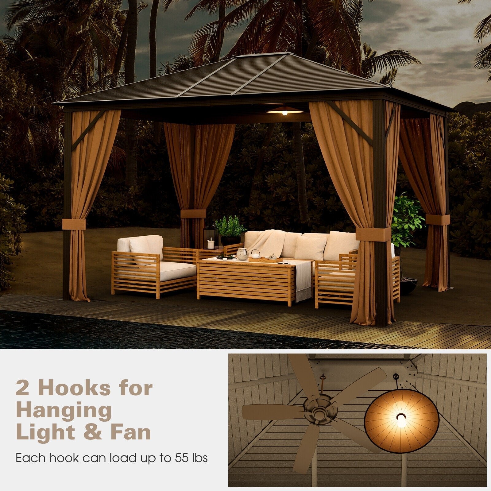 [10x12FT] Premium Outdoor Hardtop Patio Gazebo W/ Galvanized Steel Top & Aluminum Frame (94674065)