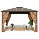 [10x12FT] Premium Outdoor Hardtop Patio Gazebo W/ Galvanized Steel Top & Aluminum Frame (94674065)