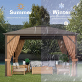 [10x12FT] Premium Outdoor Hardtop Patio Gazebo W/ Galvanized Steel Top & Aluminum Frame (94674065)