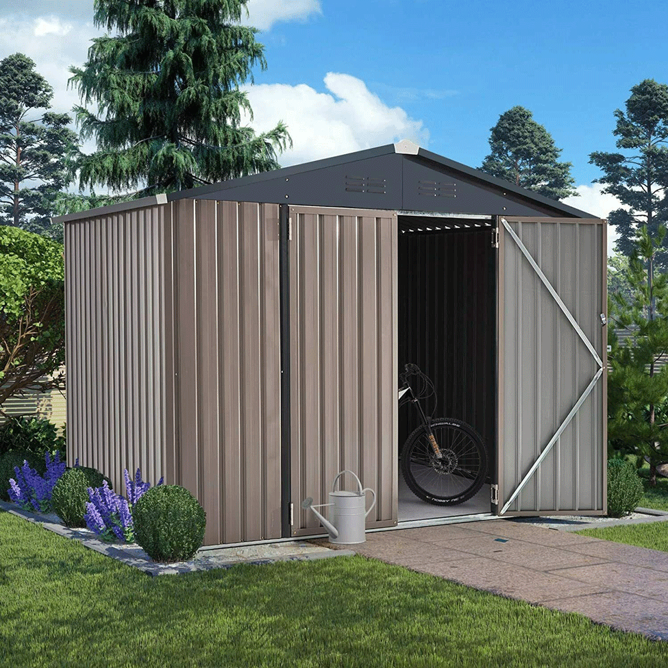 Large Outdoor Metal Hanover Storage Cabin House Shed, 6'x8'