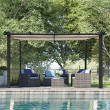 [10x13FT] Large Outdoor Patio Pergola With Canopy & Retractable Sun Shades, Beige (95317462)
