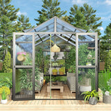[08x12FT] Large Premium Outdoor Aluminum Polycarbonate Greenhouse With Double Swing Doors