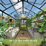 [08x12FT] Large Premium Outdoor Aluminum Polycarbonate Greenhouse With Double Swing Doors
