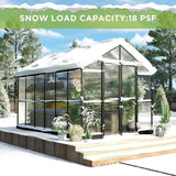 [08x12FT] Large Premium Outdoor Aluminum Polycarbonate Greenhouse With Double Swing Doors