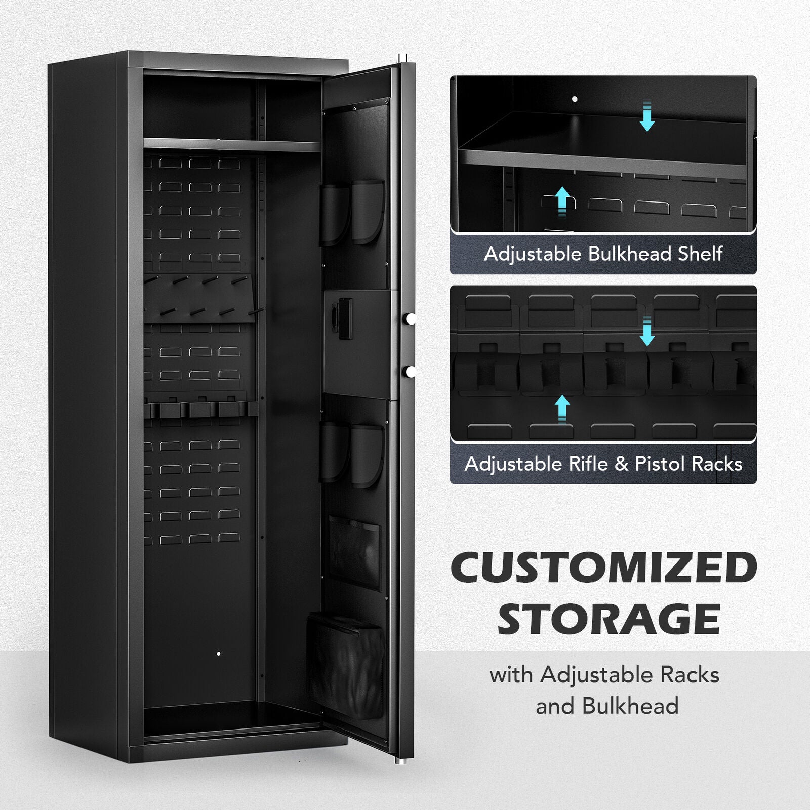 Large Unassembled Heavy Duty Steel Gun Safe For Home Rifles And Pistols With Digital Lock, 55" (97435182)