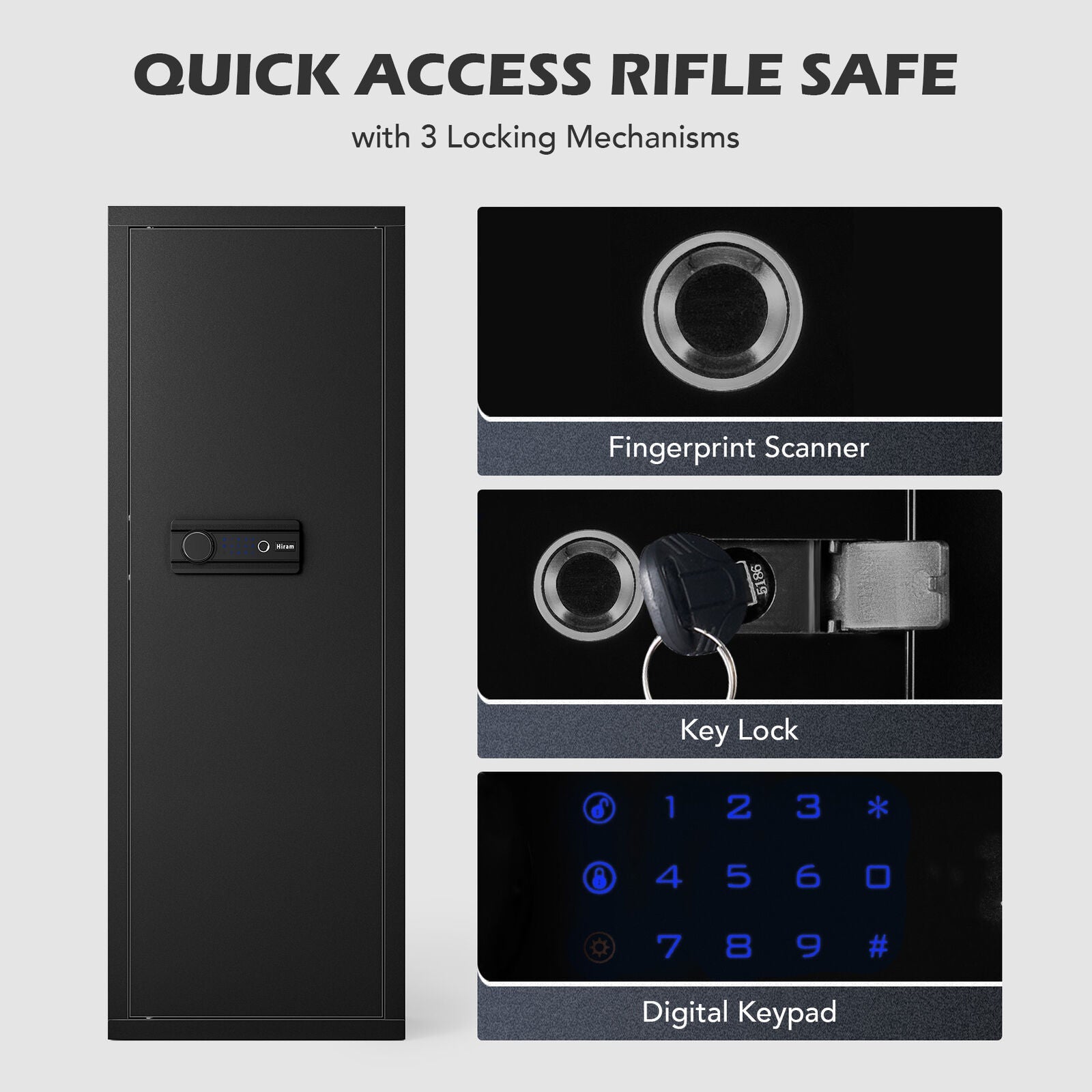 Large Unassembled Heavy Duty Steel Gun Safe For Home Rifles And Pistols With Digital Lock, 55" (97435182)