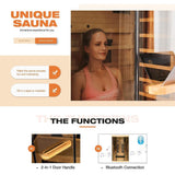 Luxury 2-Person Low EMF FAR Infrared Heat Wood Home Personal Spa Sauna W/ Panoramic Tempered Glass, 2000W (93627481)