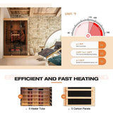 Luxury 2-Person Low EMF FAR Infrared Heat Wood Home Personal Spa Sauna W/ Panoramic Tempered Glass, 2000W (93627481)
