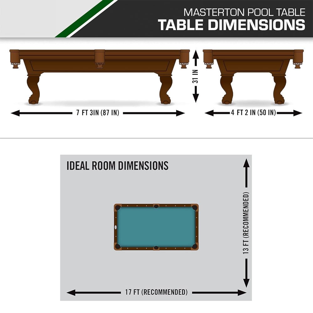 Masterton Premium Bar-Size Burgundy Billiard Pool Table For Game Rooms, 87" (92714635)