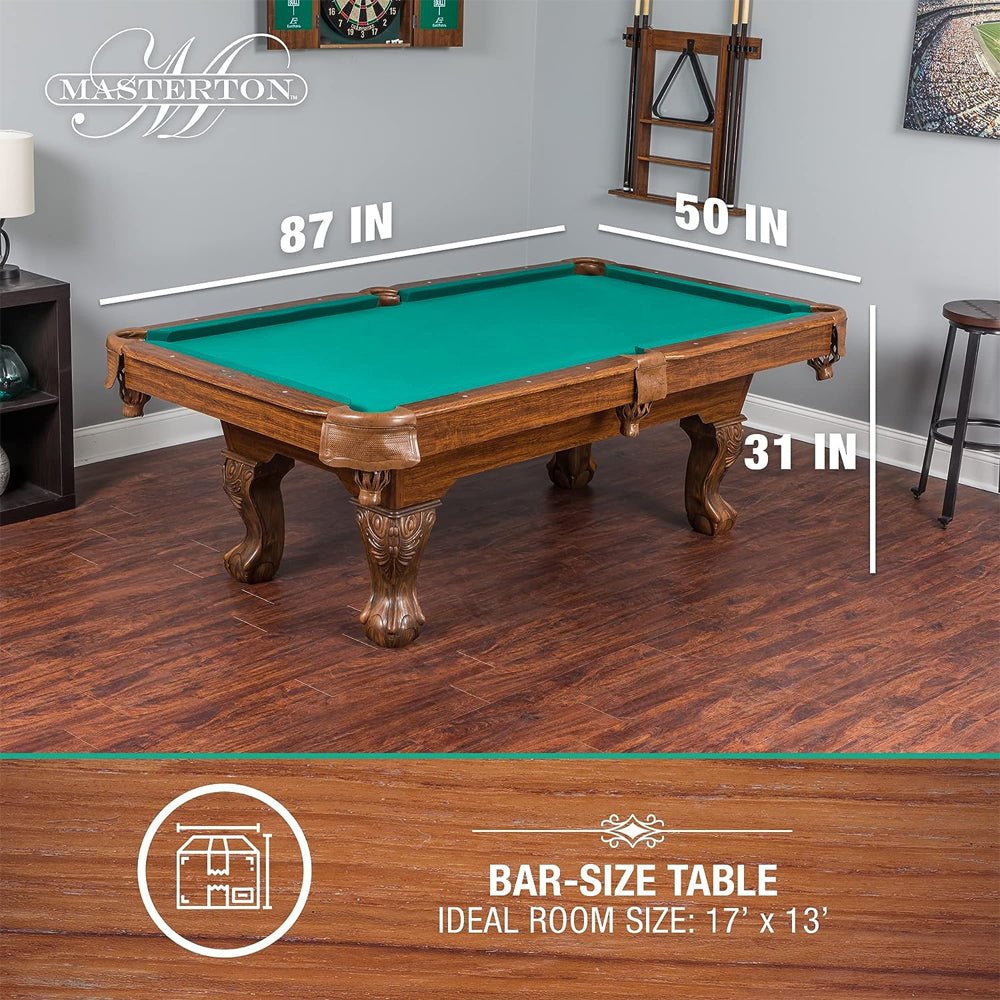 Masterton Premium Bar-Size Burgundy Billiard Pool Table For Game Rooms, 87" (92714635)