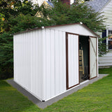 Premium Large White Outdoor Metal Garden Storage Shed, 10x8FT (93617482)