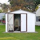 Premium Large White Outdoor Metal Garden Storage Shed, 10x8FT (93617482)