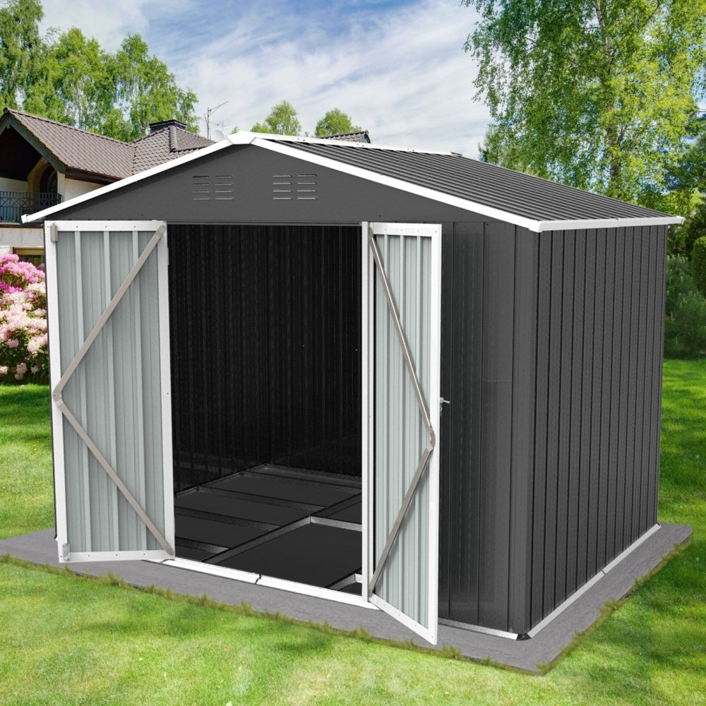 Premium Large Outdoor Metal Garden Home Storage Shed, 6x8FT (95748261)