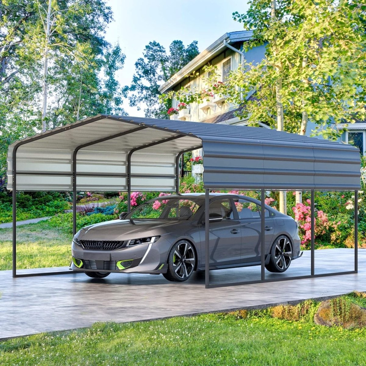 [10x15FT] MLC Heavy Duty Prefab Multi-Use Carport Canopy With Galvanized Steel Roof