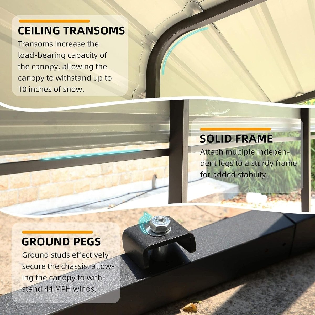 [10x15FT] MLC Heavy Duty Prefab Multi-Use Carport Canopy With Galvanized Steel Roof