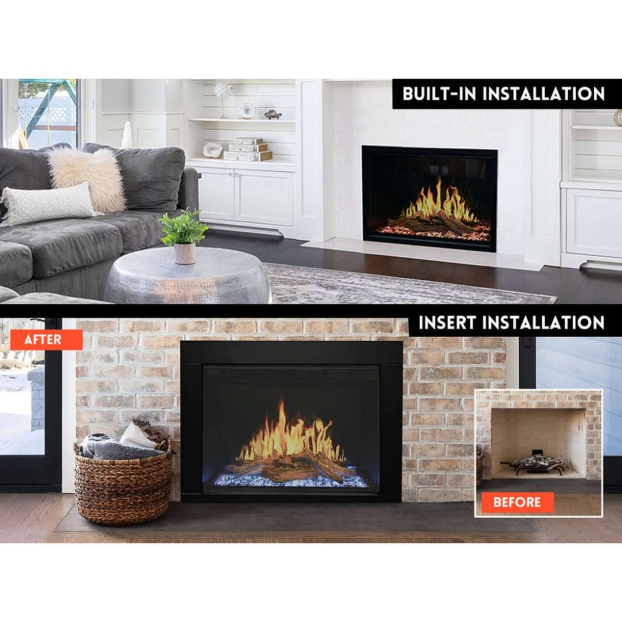 Modern Flames 36" Orion Traditional Virtual Electric Fireplace [OR36-TRAD]