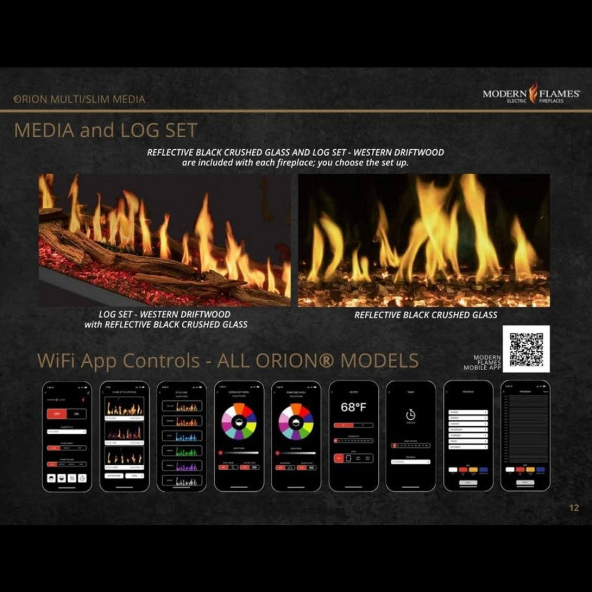 Modern Flames 76" Orion Slim HelioVision Linear Electric Fireplace [OR76-SLIM]