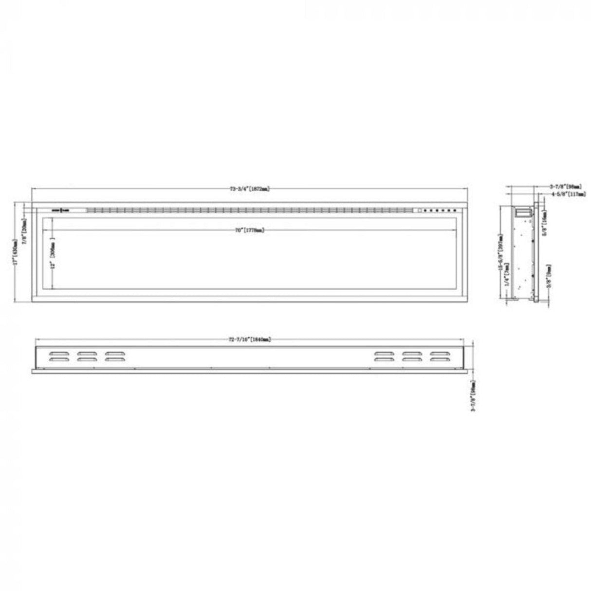 Modern Flames 74" Spectrum Slimline Linear Electric Fireplace [SPS-74B]