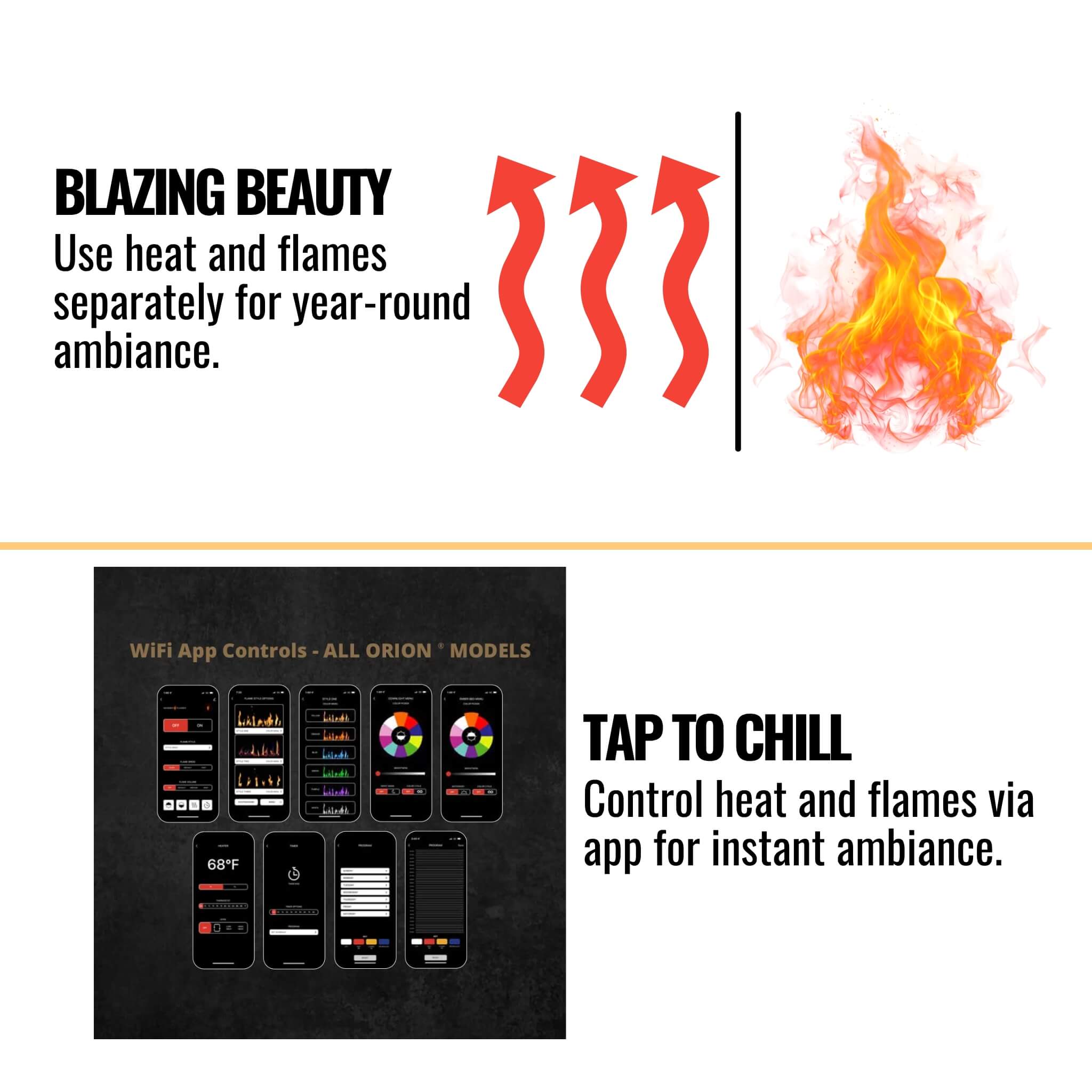 Modern Flames Orion Multi 100" Heliovision Multi-Sided Electric Fireplace [OR100-MULTI]