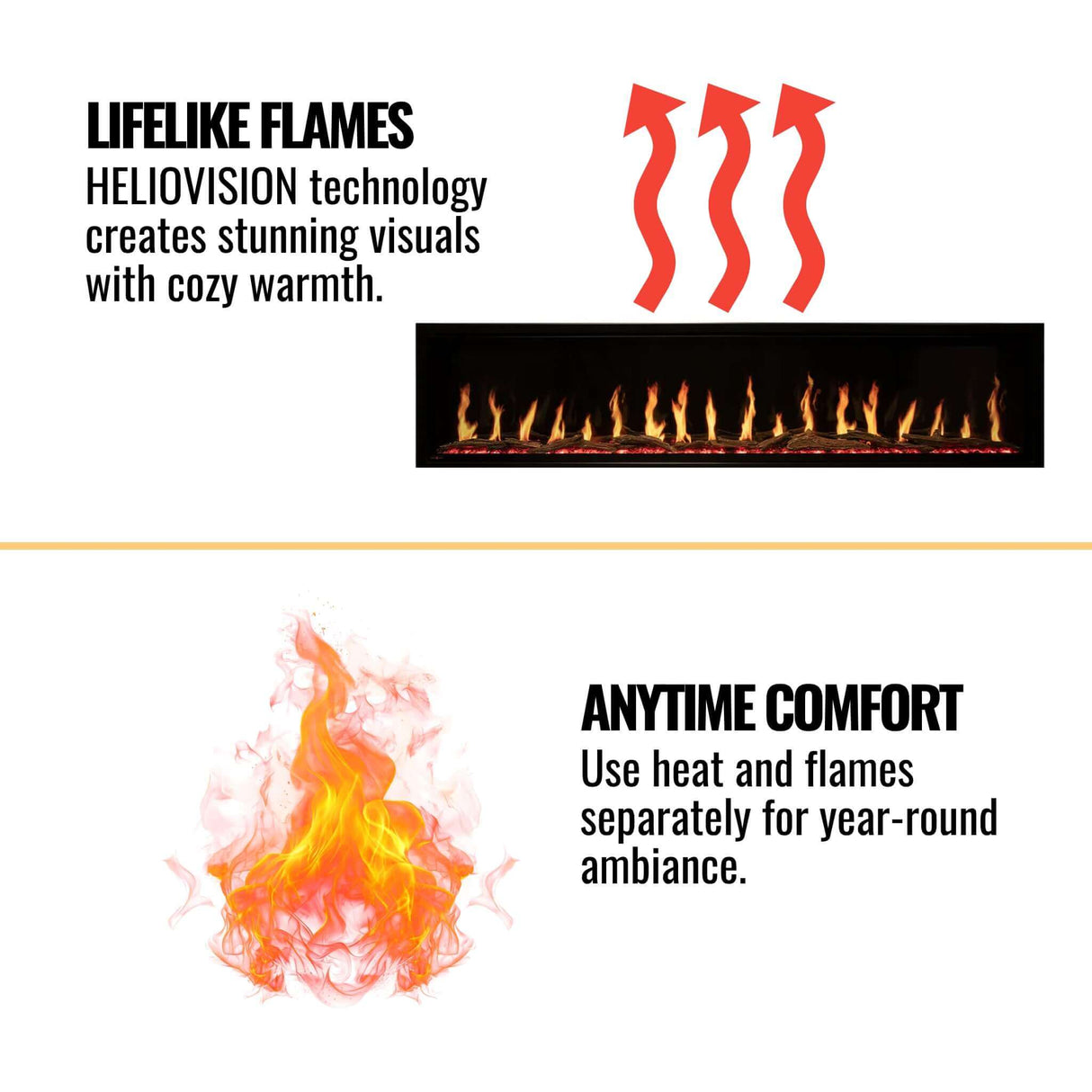 Modern Flames 76" Orion Multi HelioVision Linear Electric Fireplace [OR76-MULTI]