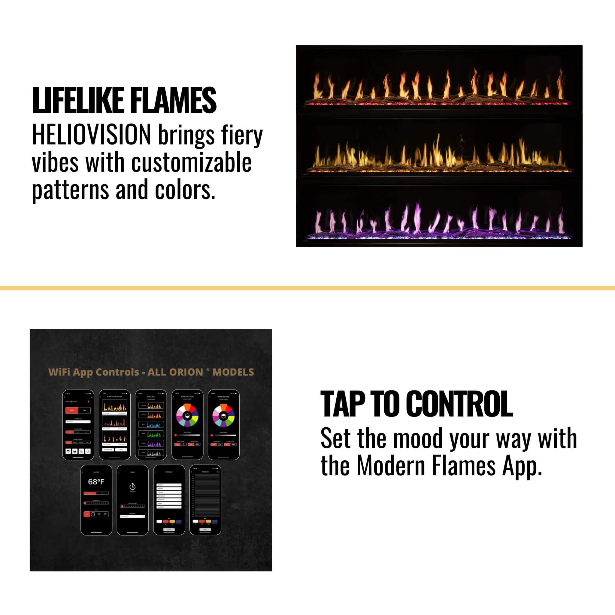 Modern Flames Orion Slim 100" Heliovision Single-Sided Fireplace [OR100-SLIM]