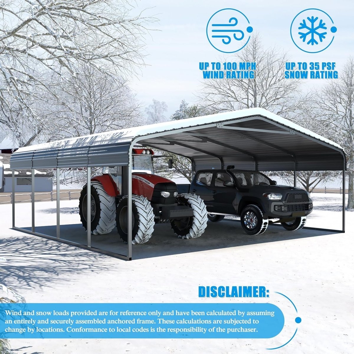 [20x20FT] MPT Extra Large Premium Heavy Duty Outdoor Metal Carport Shelter