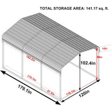 [10x15FT] MPT Large Heavy Duty Outdoor Metal Carport For Cars, Trucks And Boats